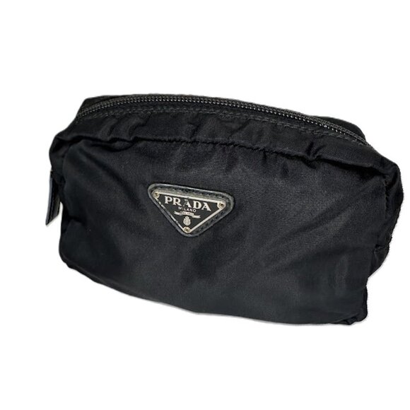Vintage Prada Black Nylon Cosmetic Pouch Case Clutch - Picture 1 of 5